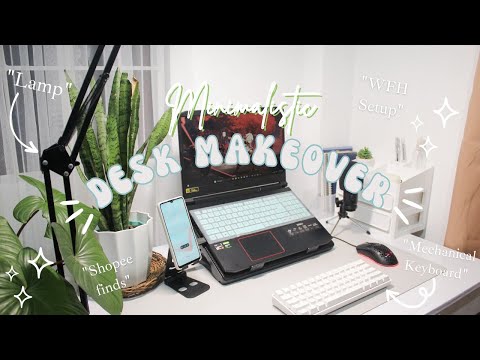 Minimalistic Desk Makeover 2023 | shopee finds + 📦unboxing + organization | Pinterest inspired setup