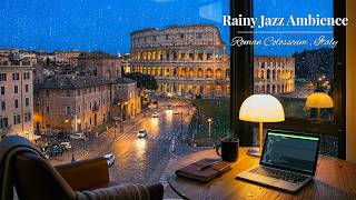 Rainy Night at Colosseum Rome 🌧️ | Smooth Jazz Piano & Cozy Ambience for Study, Relax screenshot 5