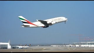 Emirates Airbus A380 - 800 Flight EK50 MUC - DXB Takeoff Munich Airport - Flughafen München