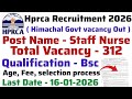 HPRCA Recruitment 2026 | Post Name - Staff Nurse | Total Post - 312 | Apply Online 