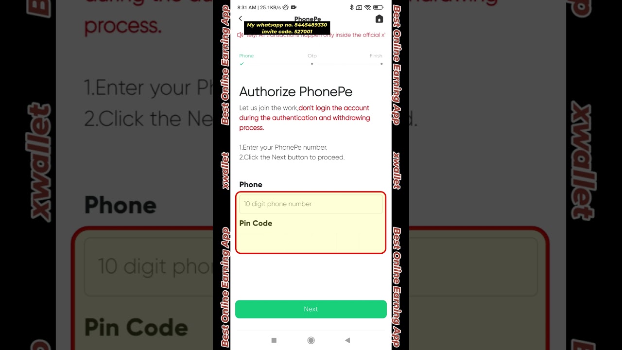 xwallet PhonePe add step by step 