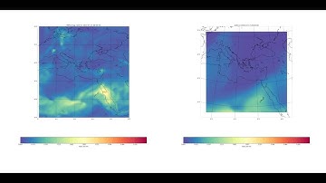Comparing wrf-chem (Gocart scheme) AOD (right) with MERRA2 AOD (left)