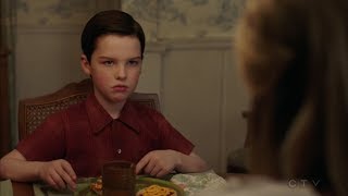 Young Sheldon And His Mom Fight During Dinner - Young Sheldon S01E18