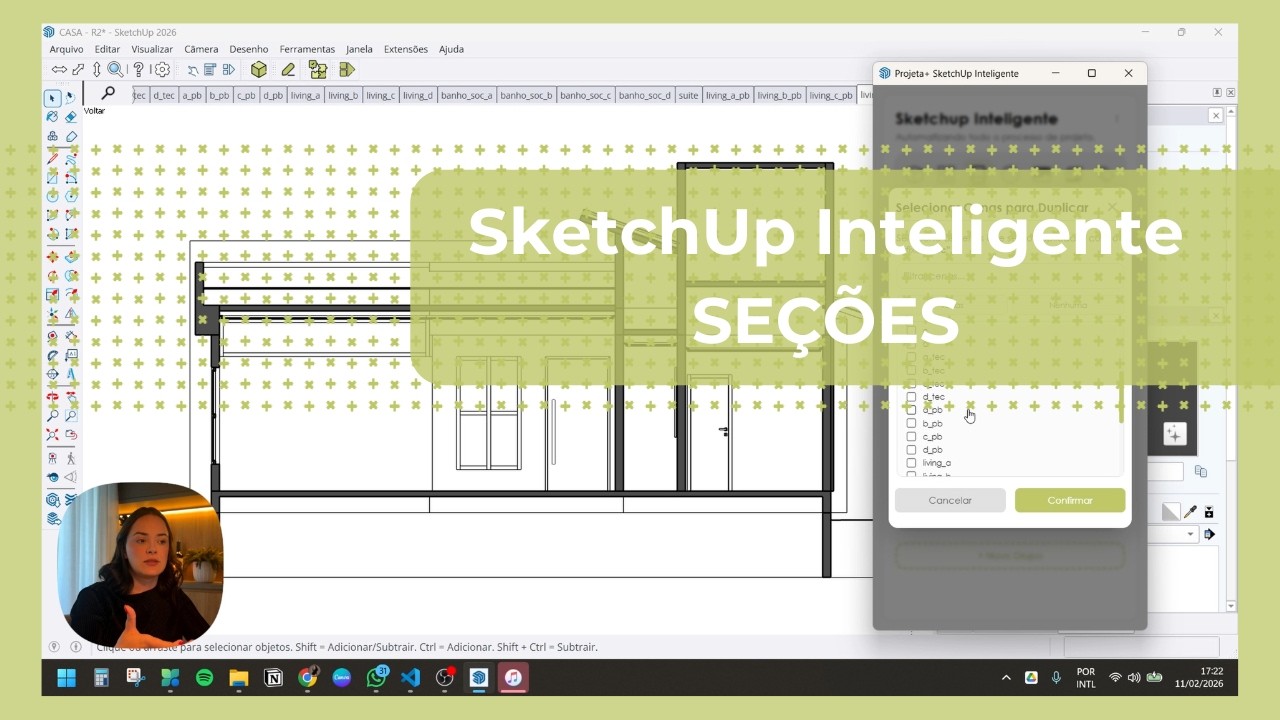 SEÇÕES: CRIANDO 4 CORTES JUNTO COM AS CENAS AUTOMÁTICO - PLUGIN SKETCHUP INTELIGENTE
