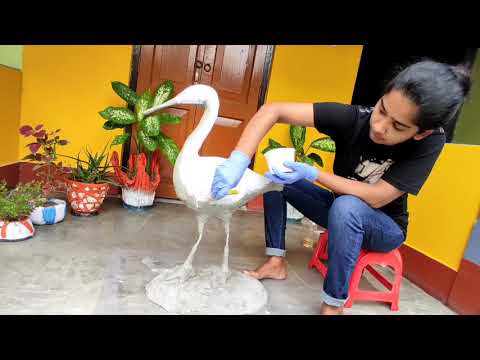 DIY Cement Craft । How To Make Pair Of Beautiful Flamingo With Cement And Thermocol At Home Easily ।