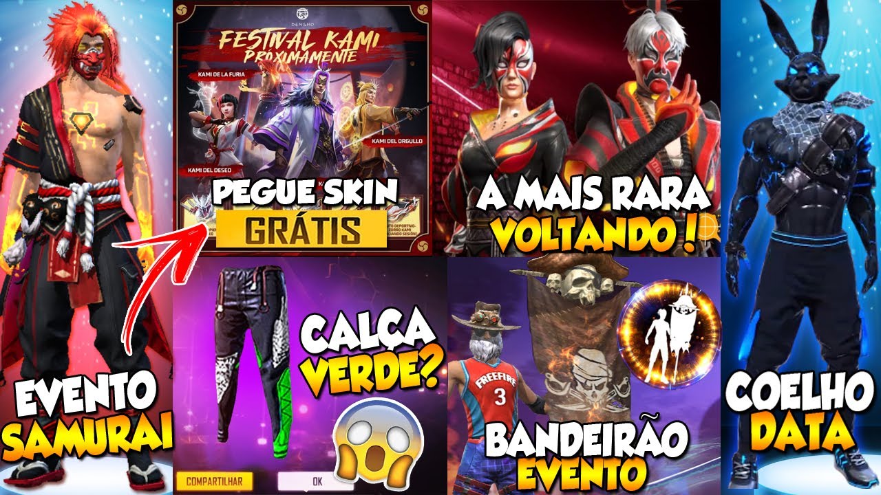 BANDEIRAO, BARBINHA E CALÇA ANGELICAL VERDE DE GRAÇA NO FREE FIRE