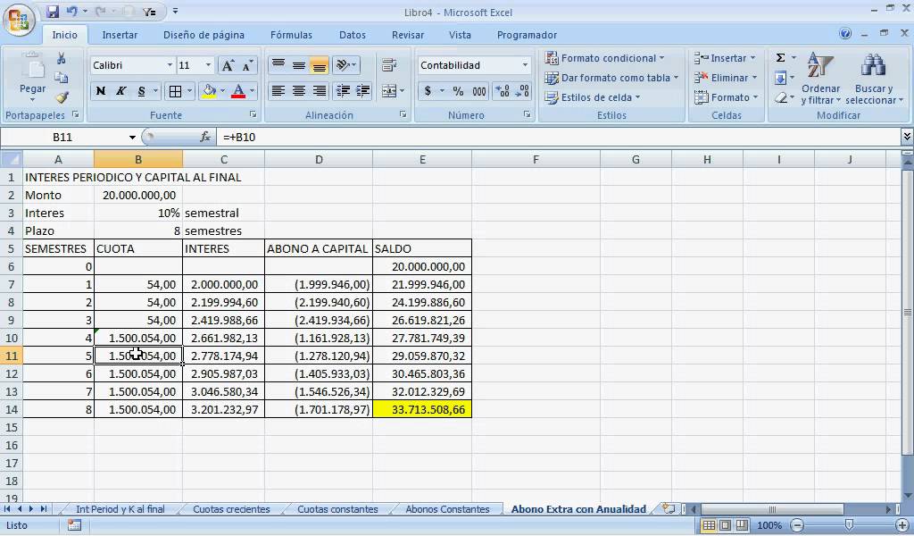 como hacer una amortizacion de un prestamo en excel