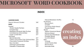 Create a Cookbook Index in Microsoft Word