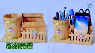 DIY PEN HOLDER | CARA MEMBUAT TEMPAT PENSIL DARI STIK ES KRIM