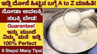 ಇಡ್ಲಿ ಹಿಟ್ಟಿನ ಸ್ಪೆಷಲ್! ಈ ಎಲ್ಲಾ Steps & Tips ಇಂದ 100% Soft Idli ಗ್ಯಾರಂಟಿ | Idli Batter Special Video