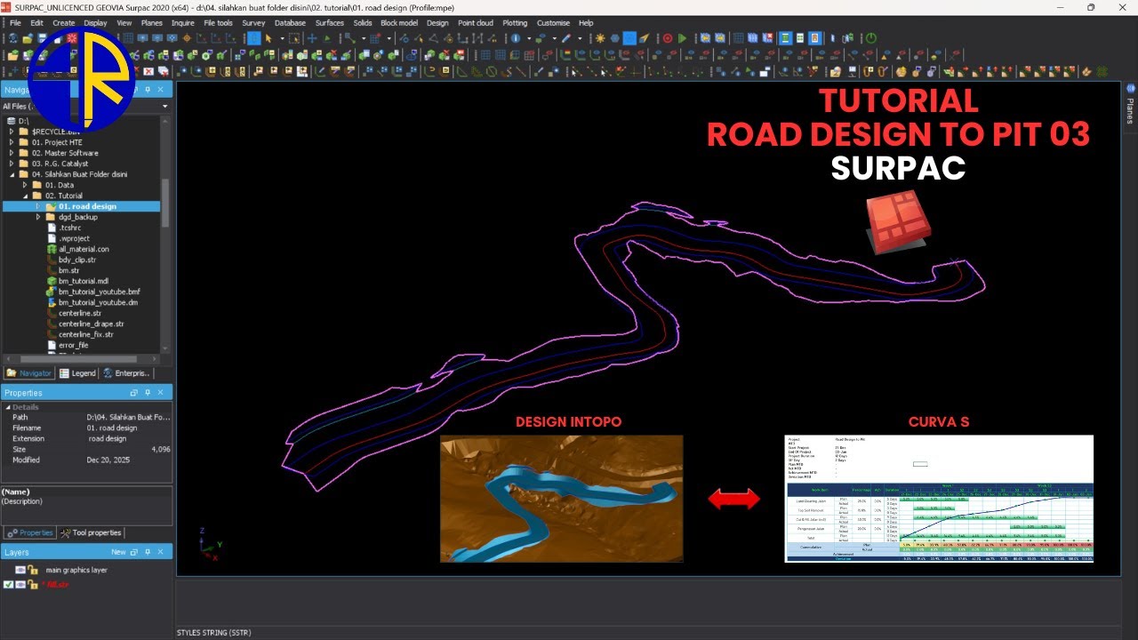 TUTORIAL ROAD DESIGN TO PIT SURPAC 03 - YouTube