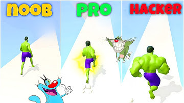 NOOB VS PRO VS HACKER IN Muscle Rush 3D | With Oggy And Jack | ultra gamers