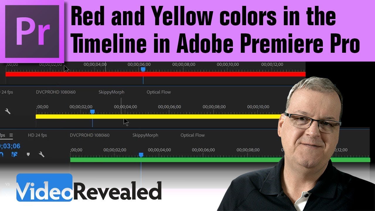 Red and Yellow colors in the Timeline in Adobe Premiere Pro -