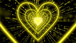 Heart Tunnel Background💛Yellow Heart Tunnel | Neon Heart Background Video | Wallpaper Heart[10Hours]