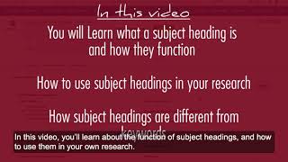 Subject Headings What They Are And How To Use Them