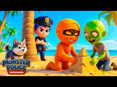 Monster di Pantai! 🏖️ | Monster Police Bahasa Indonesia | Lagu Anak-anak