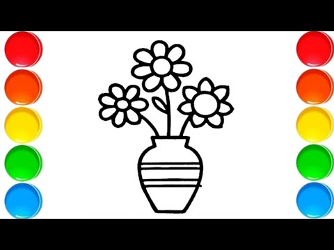 Premium Vector | Flower pot coloring page for kids vector illustration eps  and image