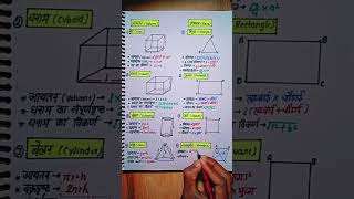 2D 3D mensuration important formula #question #formula #gk #quiz #gkquestion #important #viralvideo