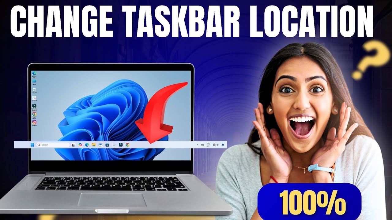 Laptop me Taskbar ko Niche Kaise Kare | How to Change Taskbar Position ...