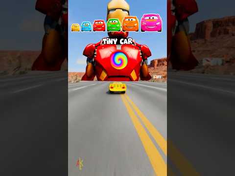 Big & Small Cars vs Iron Man! 🤩 #shorts #beamngdrive