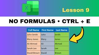 Lesson 9 - Excel Flash Fill & Text to Columns Tutorial | Split Names Without Formulas