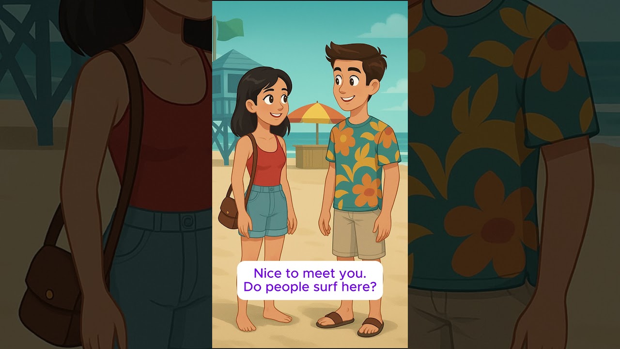 Small Talk at the Beach (Slow English) 🏖️ | Beginner Short (A1–A2)