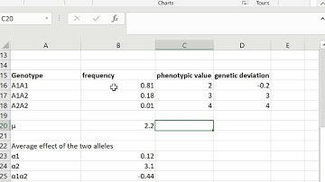 Calculate genetic deviation & allelic effects from given phenotypic information | MS Excel solution
