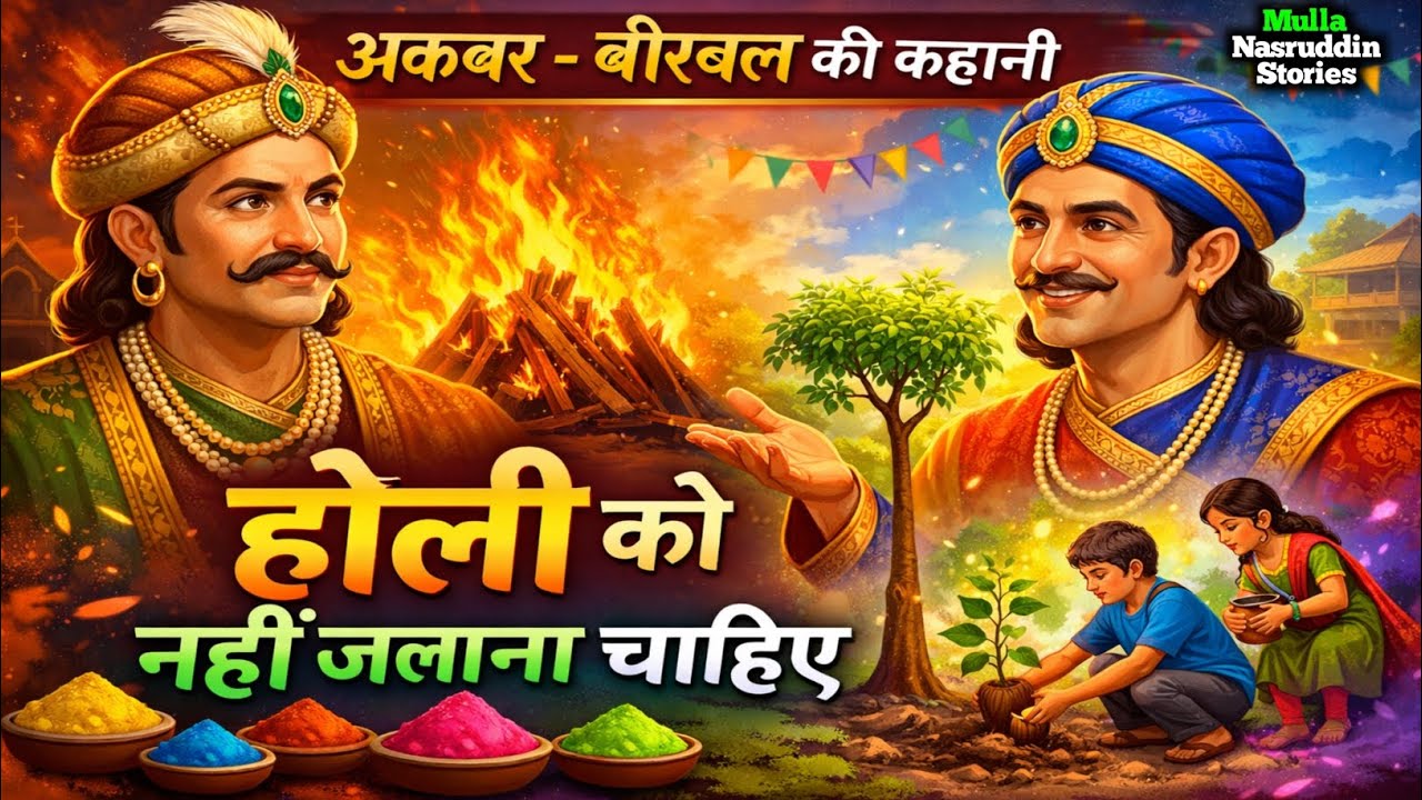 बीरबल की योजना होली को नहीं जलाना चाहिए, अकबर बीरबल कि कहानी Akbar Birbal ki kahaniyan, Moral Storis