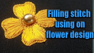 Aari work flower filling design for beginners|filling stitch in tamil|aari gallery