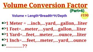 VOLUME || Different Conversion Factor in Volume || Conversion Unit in Volume || Different Unit