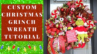 GRINCH WREATH TUTORIAL, CHRISTMAS WREATH, CUSTOM WREATH TUTORIAL, HOW TO MAKE A WREATH, GRINCH DECOR