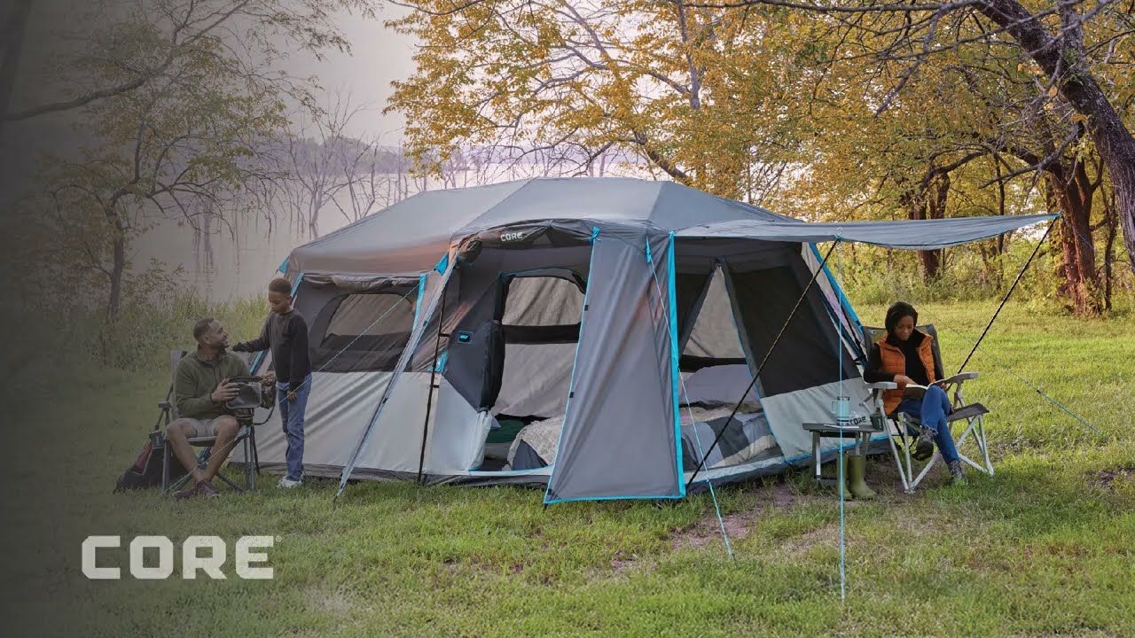 Preview of CORE Equipment 9-Person Lighted Instant Cabin Tent with Full Rainfly Video