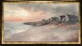 Coastal Cottages At Dawn ~ vintage oil painting ~ framed tv art screensaver 4k screenshot 5