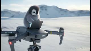 Tech Penguin On A Futuristic Drone