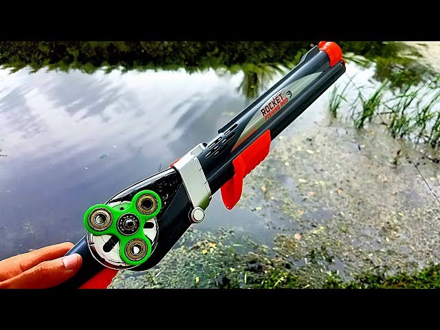 Rocket Fishing Rod Fidget Spinner Combo Catches Fish! (Fishing Challenge) 