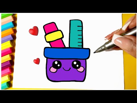 Como desenhar Giz de Cera fofo Kawaii ❤ Desenhos Kawaii - Desenho