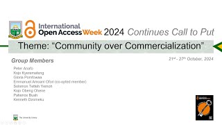 Open Access Week 2024   Community over Commercialisation 2024
