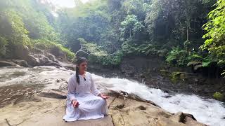 10 Mins Waterfall Meditation | Travel to Bali | Guided Chant Affirmations | Goa Rang Reng Ubud