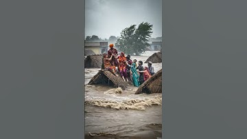 The floodwaters churn violently, with debris and foam on the surface  #epicweather #naturaldisasters
