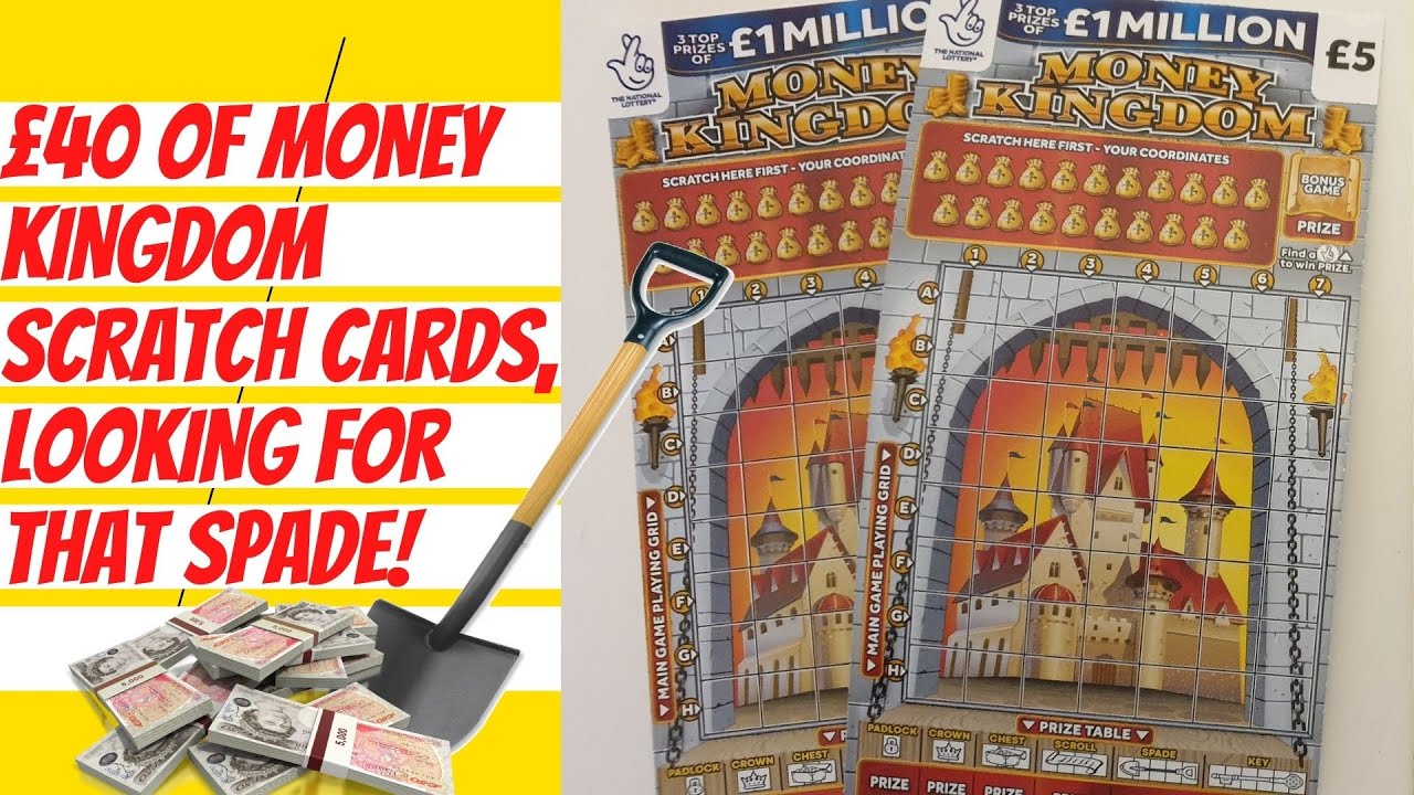 £5 Lottery scratch tickets. £40 of Money Kingdom scratch cards, looking for that spade winner