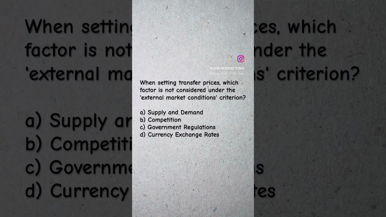Transfer Pricing methods MCQ Question Answer 