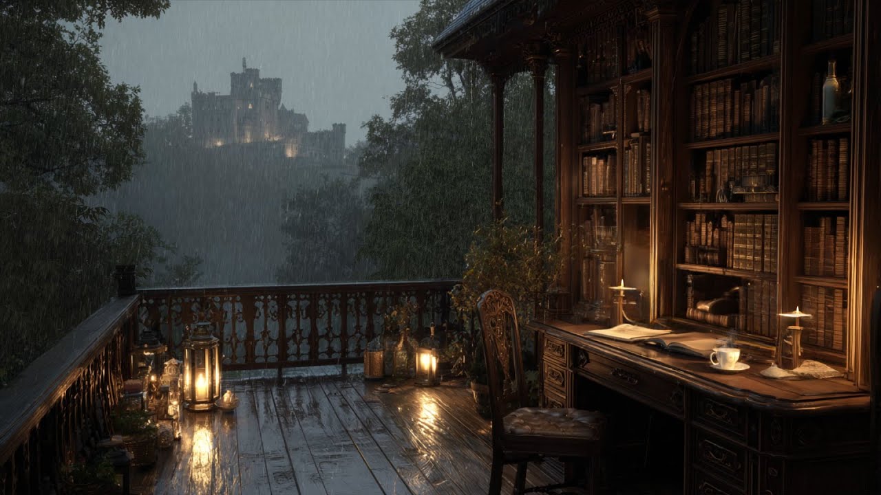 Distant Thunder, Continuous Rain & Soft Fire Glow 🌧️ A Cinematic Ambience for Calm | White Noise