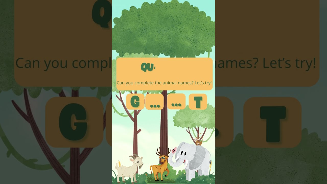 Guess the Animal Name 🐾 | Missing Letters Quiz for Kids