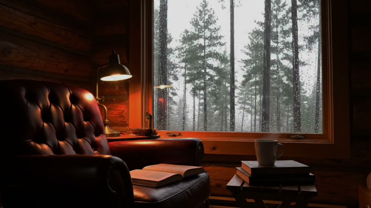 Cabin Rainfall Heard from Indoors | Background Calm with Noise-Free Recording