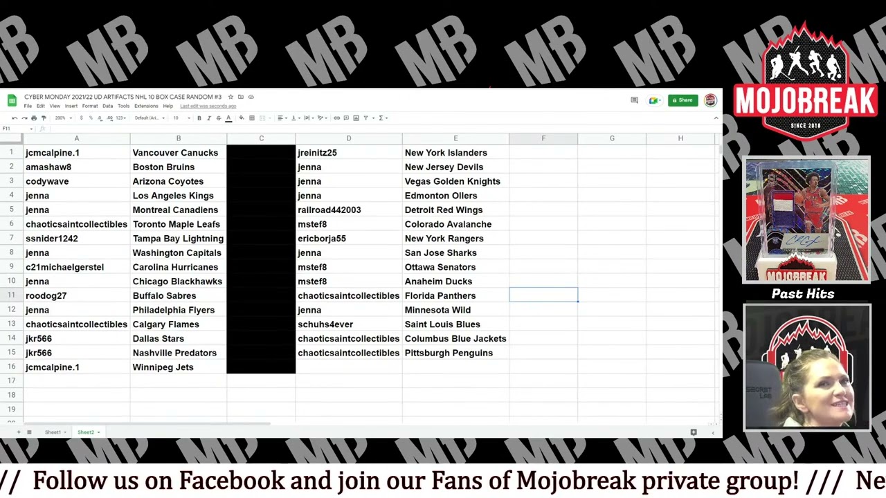 DRAW CYBER MONDAY 2021/22 UD ARTIFACTS NHL 10 BOX CASE RANDOM #3