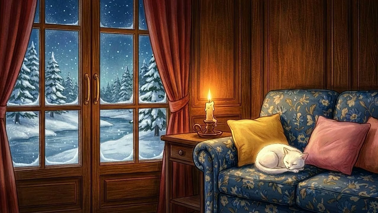 a warm 1940s night in Grandma’s cottage with oldies playing in another room for relaxation