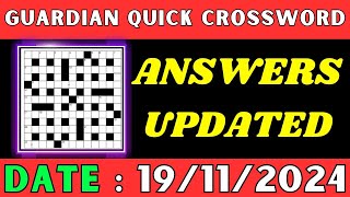 Guardian Quick Crossword Answers Today November 19 | Solved Quick crossword No 17017