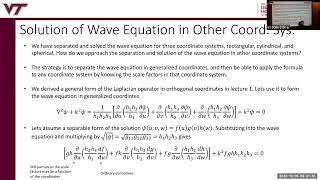 Lecture 12 Sol of Wave Equation in Generalized Coords, Plane Wave Modes