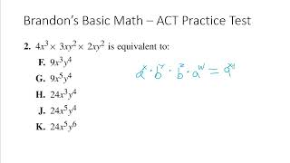 ACT Practice Test Question 2/60: Combining Power with Like Bases