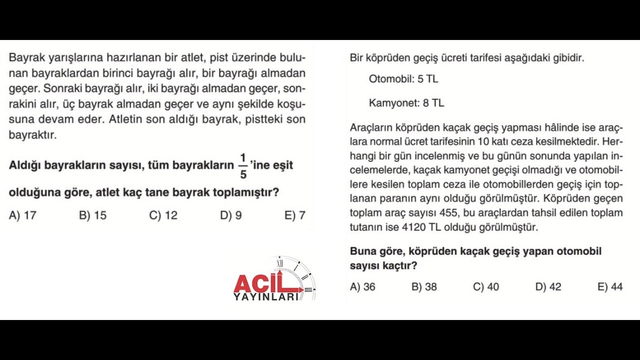 ACİL YAYINLARI'NIN İKİ GÜZEL SAYI PROBLEMİ SORUSU